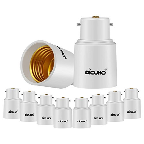 Dicuno Socket Converter 7 DiCUNO 10-Pack B22 a E27 Socket Converter Socket Adapter Adattatore di base per lampada di alta qualità per lampadine a LED e lampadine a incandescenza e lampadine CFL