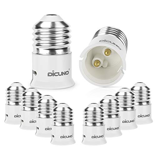 Dicuno Socket Converter 5 DiCUNO 10-Pack E27 a B22 Socket Converter Socket Adapter Adattatore di base per lampada di alta qualità per lampadine a LED e lampadine a incandescenza e lampadine CFL