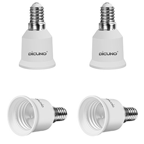 Dicuno Socket Converter 2 DiCUNO 4-Pack E14 a E27 Socket Converter Socket Adapter Adattatore di base per lampada di alta qualità per lampadine a LED e lampadine a incandescenza e lampadine CFL