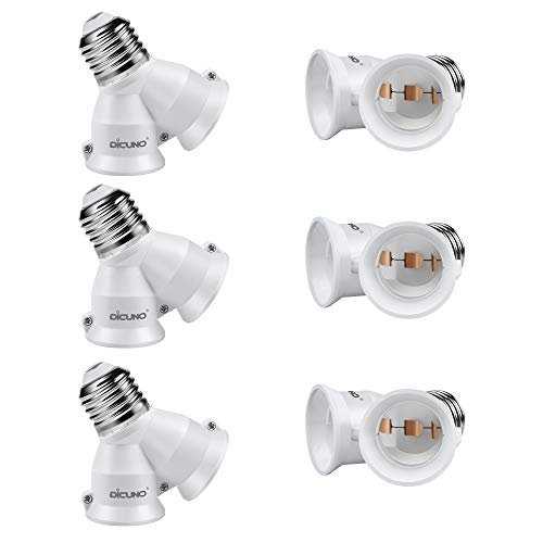 Dicuno Socket Converter 8 DiCUNO E27 2 en 1 Socket adattatore splitter, Supporto del convertitore, Per lampadine a LED e lampadine a incandescenza e lampadine CFL, Pacchetto di 6