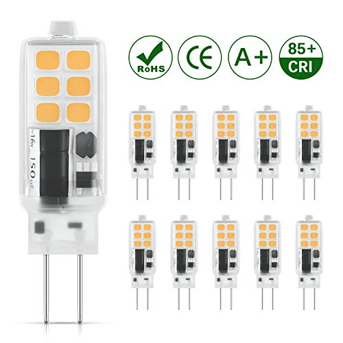 DiCUNO G4 LED Lampadina 10 × 2W 12 * 2835 Sostitutive Alogena 25W, AC/DC 12V, Bianco caldo 3000K, 240LM, Non-dimmerabile, Risparmio energetico
