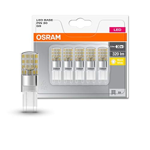 Osram LED G9 forma speciale 2,6 W = 30 W bianco caldo (Ø x L) 15 mm x 52 mm EEK: A++ 5 pezzi., standard, plastica