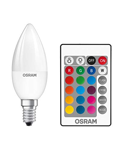 Osram Star+ Lampadina LED a Candela, Luce Bianca e Colorata, Dimmerabile Tramite Telecomando, E14, 40 W Equivalenti, 5.5 W, Bunt