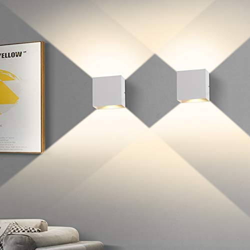 2 Pezzi 6W LED Applique da parete Lampada da Parete Bianco Caldo 3000k Moderno in Alluminio per Soggiorno Camera da Letto Corridoio Scale Cucina Sala da Pranzo
