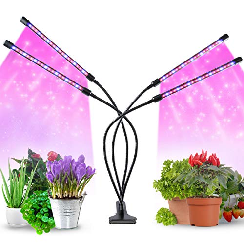 40W Lampada per Piante, Lampade da coltivazione indoor,80PCS LED Full Spectrum Plant Growing Lamp con Temporizador y 4 Cabezales y 9 Niveles de Atenuación Para Plántulas Crecimiento
