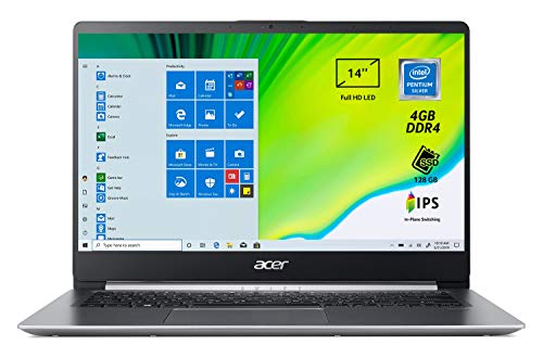 Acer Swift 1 SF114-32-P25J PC Portatile, Notebook, Processore Intel Pentium N5000, Ram 4 GB, 128 GB SSD, Display 14" FHD IPS LED, 1.3 Kg, Batteria 16 ore, Windows 10 Home in S mode, Spessore 14.95mm