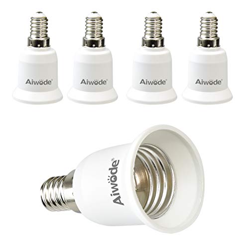 Aiwode E14 a E27 Adattatore,Convertitore da Presa,E14 Portalampada per Lampadine LED e incandescenza e CFL,Potenza Massima 200W,0~250V,5 Pezzi.