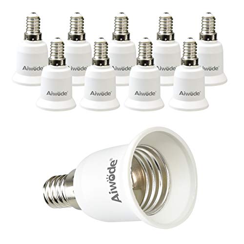 Aiwode E14 a E27 Adattatore,Convertitore da Presa,E14 Portalampada per Lampadine LED e incandescenza e CFL,Potenza Massima 200W,0~250V,10 Pezzi.