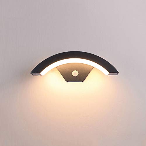 Applique da Esterno a Led Con Sensore di Movimento, Grigio Antracite 24w 980lm 3000k, Lampada Da Esterno In Alluminio Ip54, Luci Esterne per Corridoio Veranda Balcone Giardino Passerella Villa