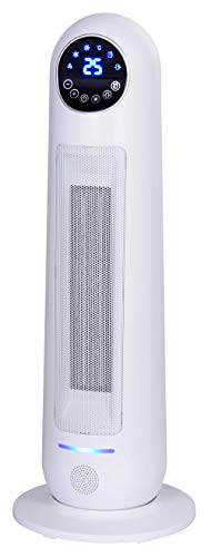 Ardes AR4P14W Yuki Termoventilatore Ceramico PTC a Torre Oscillante, 2 Potenze con Telecomando, Display Digitale, Maniglia e Timer 8 H, 2200 W, Bianco