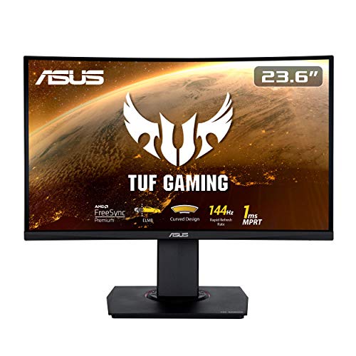 ASUS TUF Gaming VG24VQ Curved Gaming Monitor – 23.6 inch Full HD (1920 x 1080), 144Hz, Extreme Low Motion Blur™, FreeSync™, 1ms (MPRT), Shadow Boost