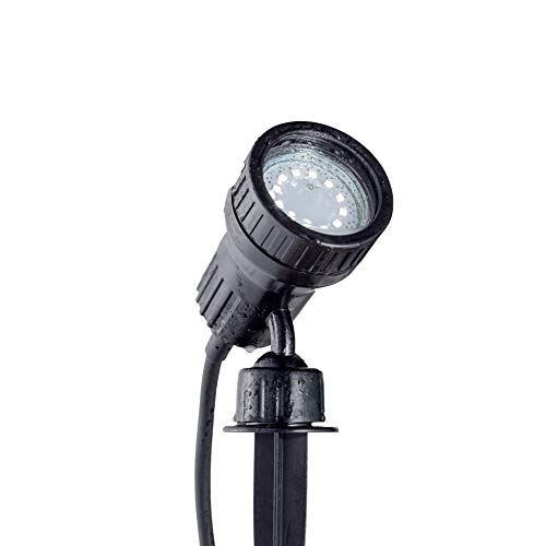 B.K.Licht Faretto LED da giardino orientabile, luce con picchetto per l’illuminazione da esterni IP44, supporto per applicazione a parete, luce calda, include lampadina da 3W GU10, colore nero, 230V