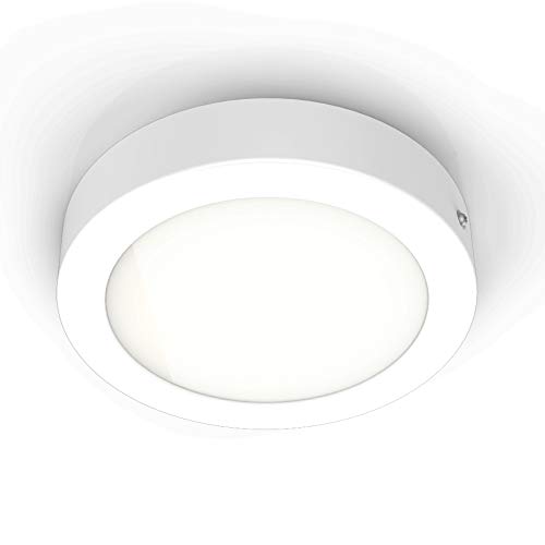 B.K.Licht Plafoniera LED, luce calda 3000K, LED integrati 12W, equivalente a 80W, diametro 17cm, lampada da soffitto moderna per cucina, salotto o camera, metallo bianco, IP20, 230V