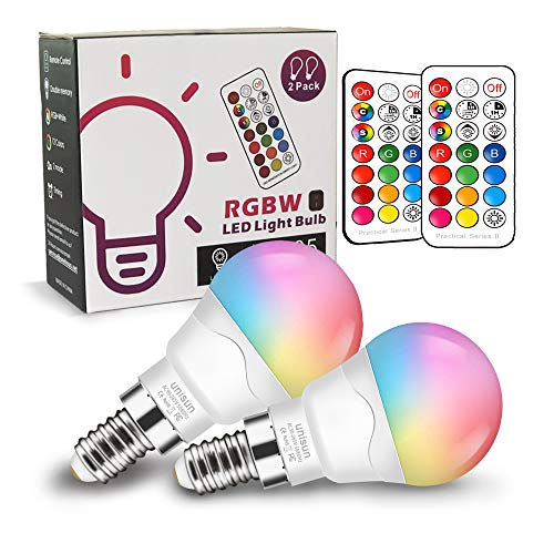 Cambiare colore Lampadina, E14 Edison Cambiare LED Lampadina RGB Multicolore Dimmerabile con 12 Colore, Funzione di Memoria Dual, con 21 Chiavi Telecomando [Classe di efficienza energetica A+]
