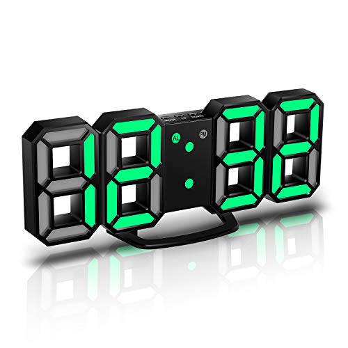 CENTOLLA 3D LED Digital Alarm Clock, Orologio da Parete, Orologio Digitale, Timorn 3D LED Alarm Clock con 3 Livelli di luminosità Regolabile Dimmable Nightlight Snooze Funzione per Home Kitchen Office