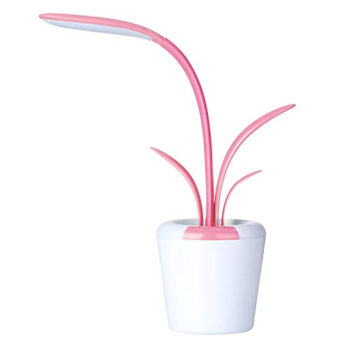 Clivia - Lampada da scrivania a LED da 3 W, con funzione di cambio colore, senza fili, dimmerabile, protezione per gli occhi, rosa