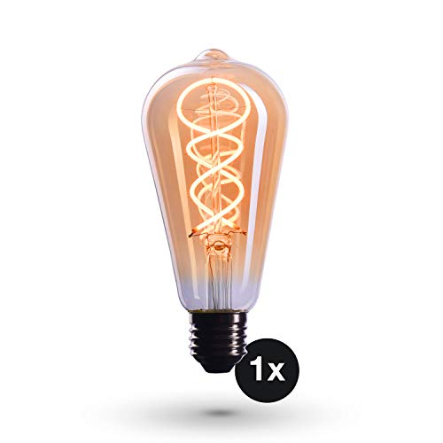 CROWN LED lampadina Edison con attacco E27 | Dimmerabile, 4W, 2200 K, luce bianca calda, 230 Volt, EL17 | Illuminazione d'epoca a Filamento in Stile Retro Vintage | Classe energetica EU: A+