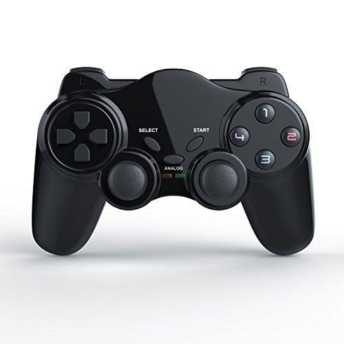 CSL - Wireless Gamepad per Playstation 2 PS2 - Dual Vibration - Joypad Controller - Nero