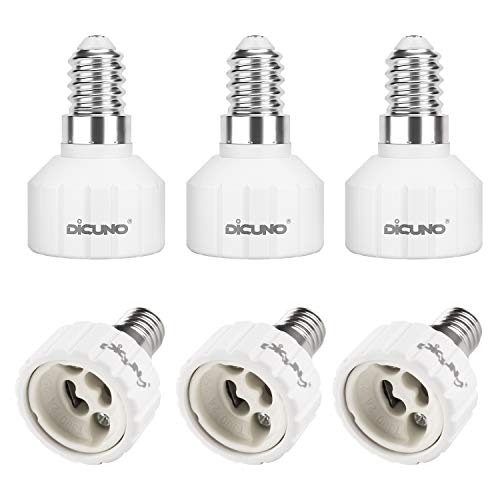 3 Adattatori Per Lampade Da GU10 A E14. Attacco Per Lampadine, Presa E14, Uscita GU10. PVC Bianco. Kit Pratico Ed Economico.