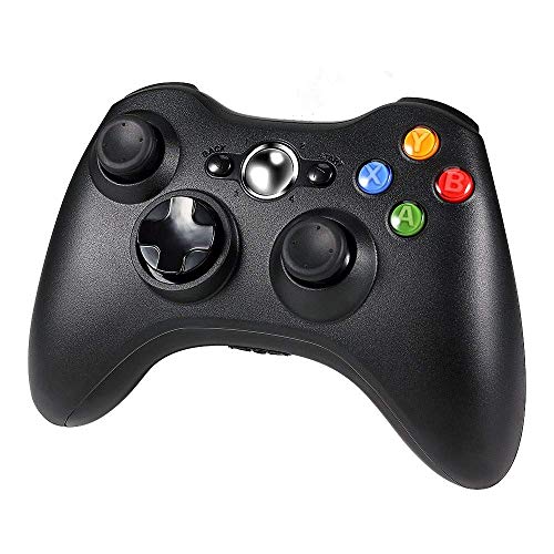 Diswoe Xbox 360 Controller, Wireless Game Controller di Gioco per Microsoft Xbox 360 PC Windows 7/8/10, doppia vibrazione, design ergonomico - Nero