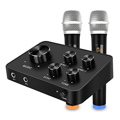 Doppio UHF Microfono Wireless, Portatile Karaoke Set di microfono sistemi mixer, HDMI e AUX In/Out per Karaoke, Home Theater, Amplificatore, Altoparlante