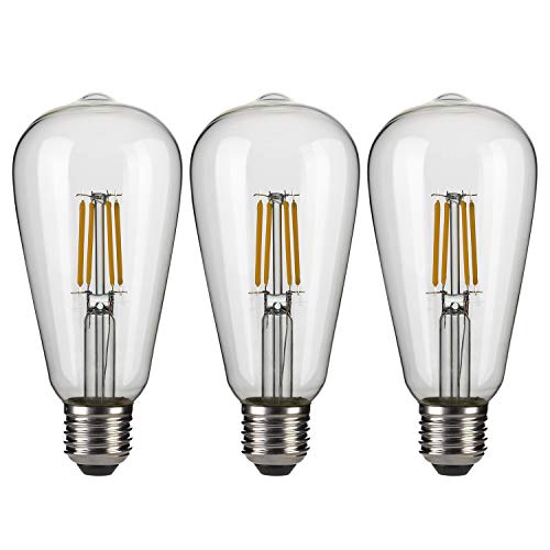Edison Lampadina LED E27 Filamento Vintage Lampadina a Incandescenza 40W ST64 Luce Retro, Lampadina Stile Industriale, Bianco Caldo, Lampadina Decorativa 3 Pezzi[Classe di efficienza energetica A++]