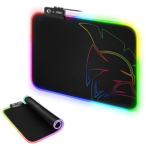 EMPIRE GAMING - Dark Rainbow Tappetino Mouse Gaming-modalità di Illuminazione LED RGB 12- Mouse Pad da Gioco Retroilluminazione-Resistente all'Acqua-Gomma Antiscivolo-per PC,Mac e Laptop-300×230×4 mm