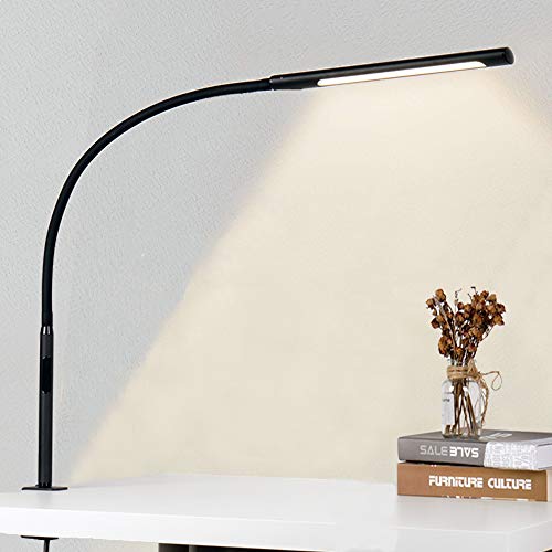 Eyocean - Lampada da scrivania a LED, con collo di cigno regolabile, intensità e temperatura di colore regolabile, controllo touch, 12 W, colore: nero