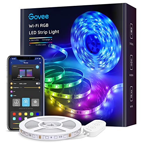 Govee Striscia LED, Smart 5m WiFi RGB Compatibile con Alexa e Google Assistant, App Controllato Musica, Multicolore per casa, Bar, Festa,12V 1.5A
