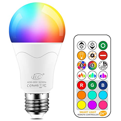 iLC 85W Equivalente Lampadine Colorate Led RGBW Cambiare colore Lampadina E27 Edison RGB LED Lampadine Led a Colori Dimmerabile Telecomando Incluso