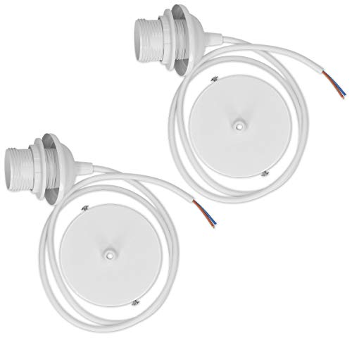 kwmobile 2x cavo elettrico con attacco E27 - filo elettrico per lampade a sospensione 80cm lampadina illuminazione interno cablaggio lampadario bianco