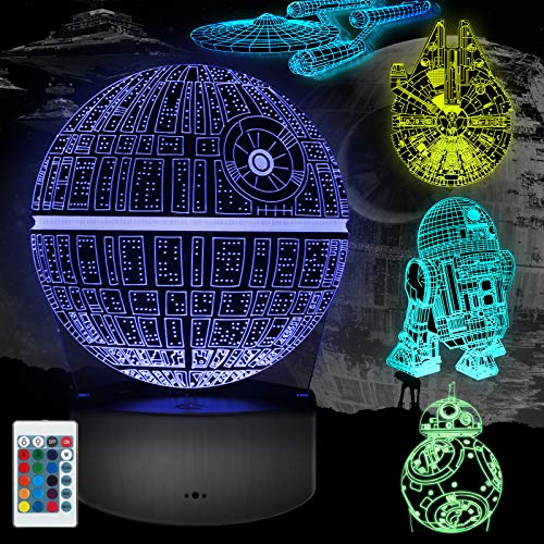 LOUHH Lampada a LED 3D a 16 colori, con telecomando intelligente, luce notturna per la decorazione della stanza dei bambini, regali di Natale, regali di compleanno per bambini