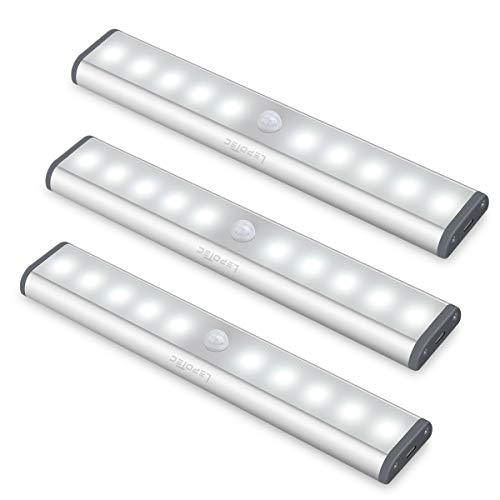 Lampada a LED con sensore di movimento, per illuminazione armadio, credenza cucina, Bianco freddo, 3 pezzi