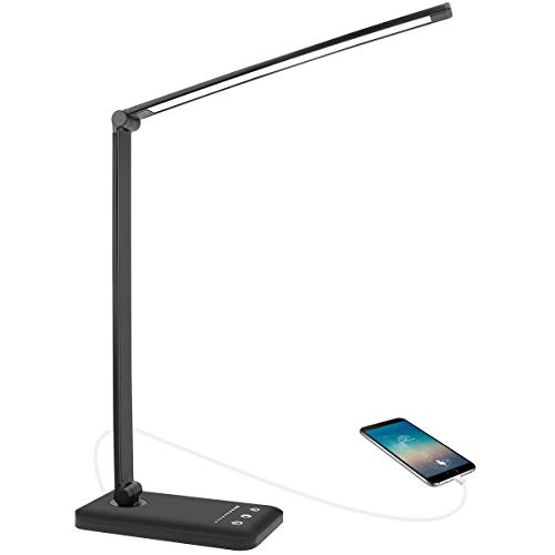 One Lampada da Scrivania a LED+ADATTATORE,10 Luminosità+5 Colori Lampada da Tavolo con Porta di Ricarica USB,1000LM Lampada Scrivania LED,Lampada LED Scrivania Lampade da Tavolo Lampada Scrivania