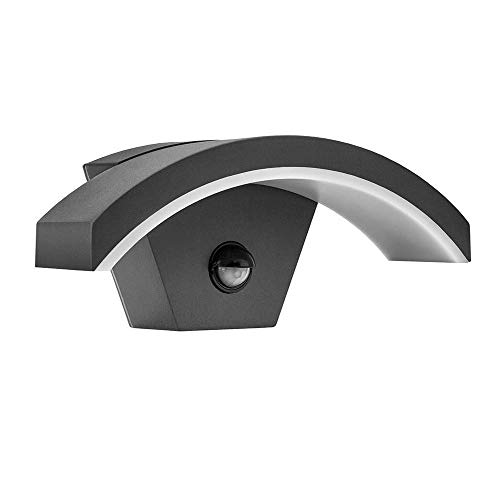 LASIDE LED Applique da Parete Esterno con Sensore di Movimento, Antracite Grigio Alluminio 3000K 360LM Lampada da Parete Esterni, IP54 Impermeabile Luce Lampade da Esterno per Garage, Veranda Giardino