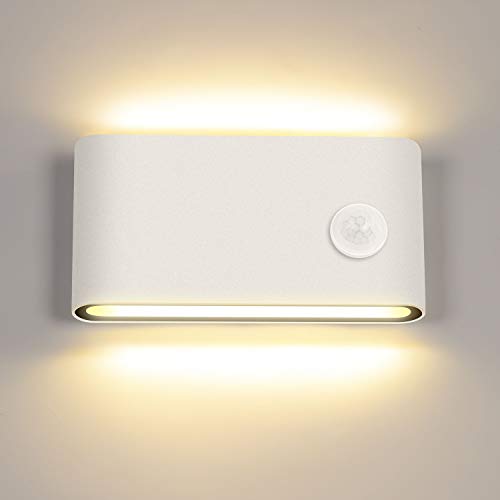 LEDMO Lampada da Parete a LED con Sensore di Movimento per esterni/interni Applique parete Moderna in alluminio Bianco caldo 3000K Luci da Muro impermeabile IP65