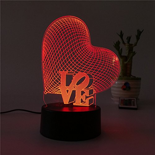 ledmomo 3d cuore forme luci notturne 7 colori cambia LED lampada Touch USB lampada da tavolo per coppia romantica notte san valentino amante Camera da letto regalo (Amore Cuore)
