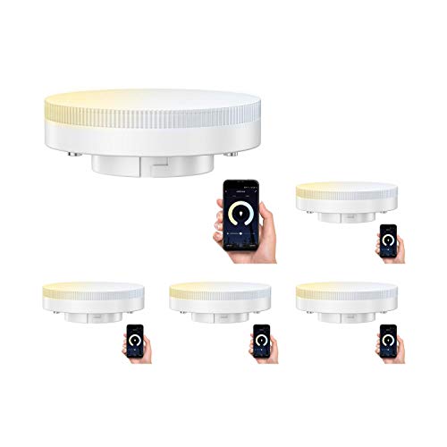 ledscom.de Smart GX53 LED Lampadina per Amazon Alexa, dimmerabile 4,5W=38W 420lm 100° dimmerabile e temperatura di colore regolabile (2700K - 4100K), 5 PZ