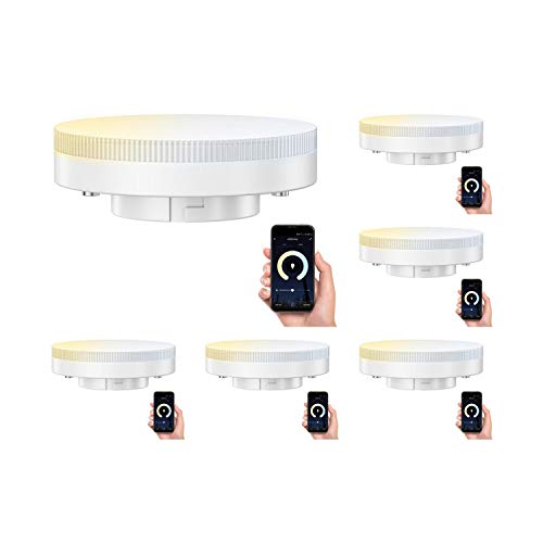ledscom.de Smart GX53 LED Lampadina per Amazon Alexa, dimmerabile 4,5W=38W 420lm 100° dimmerabile e temperatura di colore regolabile (2700K - 4100K), 6 PZ