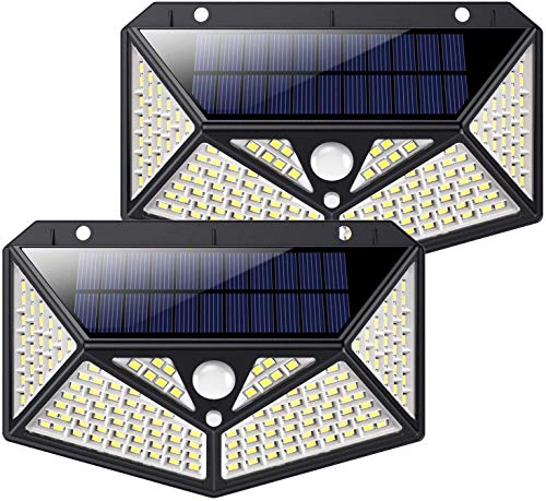 Luce Solare Led Esterno, Kilponen【Illuminazione a 6 Lati 1500LM】Lampada Solare Esterno con Sensore di Movimento 2200mAh Luci Esterno Energia Solare Impermeabile con 3 Modalità - 2 Pezzi