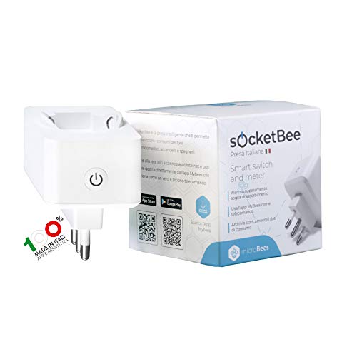 Microbees Presa WiFi Intelligente Italiana SocketBee, App e Cloud ITA, Compatibile con Google Home, Siri Shortcuts e con Alexa (Cerca nello Skill Store)