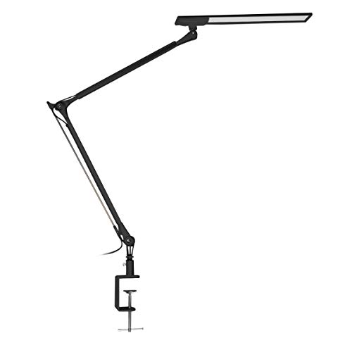 Navaris Lampada LED da scrivania con morsetto - Lampada da tavolo dimmerabile 10w 700 lumen braccio orientabile - Luminosità regolabile luce ufficio - nero