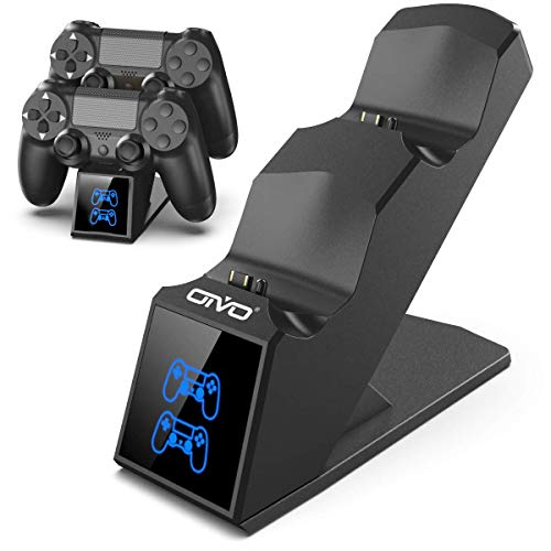 OIVO Ricarica Controller PS4, Caricatore Rapido per Joystick PS4 con Indicatore LED, Base di Ricarica Doppia per Sony Playstation 4 PS4 / PS4 Slim/PRO