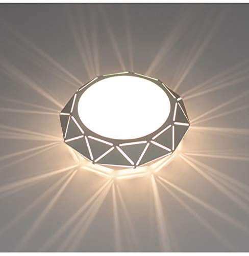 Osairous LED Plafoniera moderna, Plafoniera poligonale, Montaggio superficiale 5W 220V, Luce bianca per Soggiorno, Scala, Corridoio, Cucina, Diametro 22cm