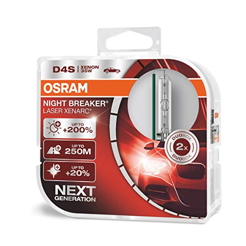 OSRAM XENARC NIGHT BREAKER LASER D4S, +200% di luce, bulbo HID allo xeno, lampada a scarica, 66440XNL-HCB, duo box (2 lampade)