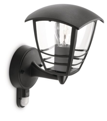 Philips Lighting Creek Lampada da Parete da Esterno, con Sensore, Lanterna Up, Alluminio, Nero