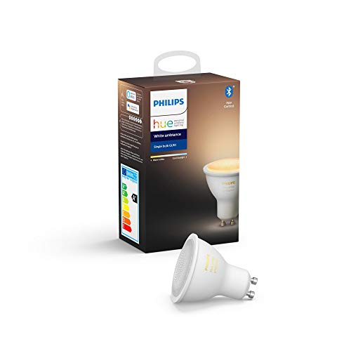 Philips Lighting Hue White Ambiance Faretto LED Singolo Connesso, con Bluetooth, Dimmerabile, Attacco GU10, 6 W, 1 Pezzo, Dispositivo Certificato per gli umani