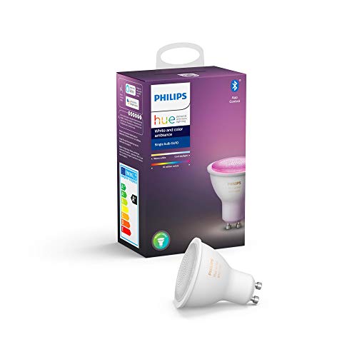 Philips Lighting Hue White and Color Ambiance Faretto LED Singolo Connesso, con Bluetooth, Dimmerabile, Attacco GU10, 6 W, 1 Pezzo, Dispositivo Certificato per gli umani