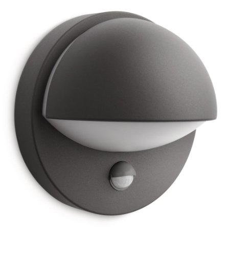 Philips Lighting June Lampada da Parete Down con Sensore per Esterno, Alluminio Antracite, Lampadina Inclusa