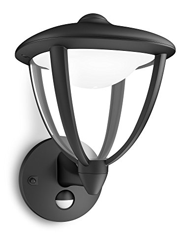 Philips Lighting Robin Lampada da Parete LED Up con Sensore di movimento per Esterni Giardino, Nero